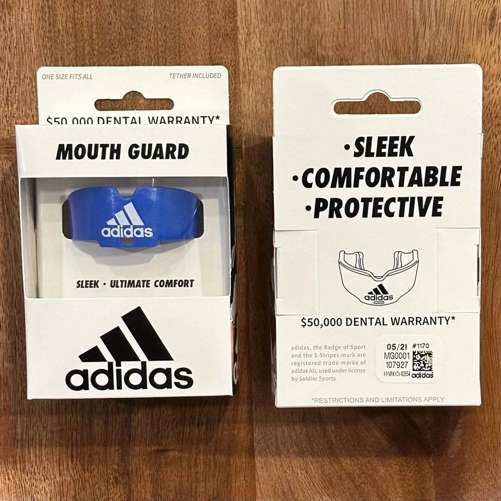 (2) Adidas Blue Mouth Guard Sleek Ultimate Comfort Protective OS NWT - Picture 1 of 2